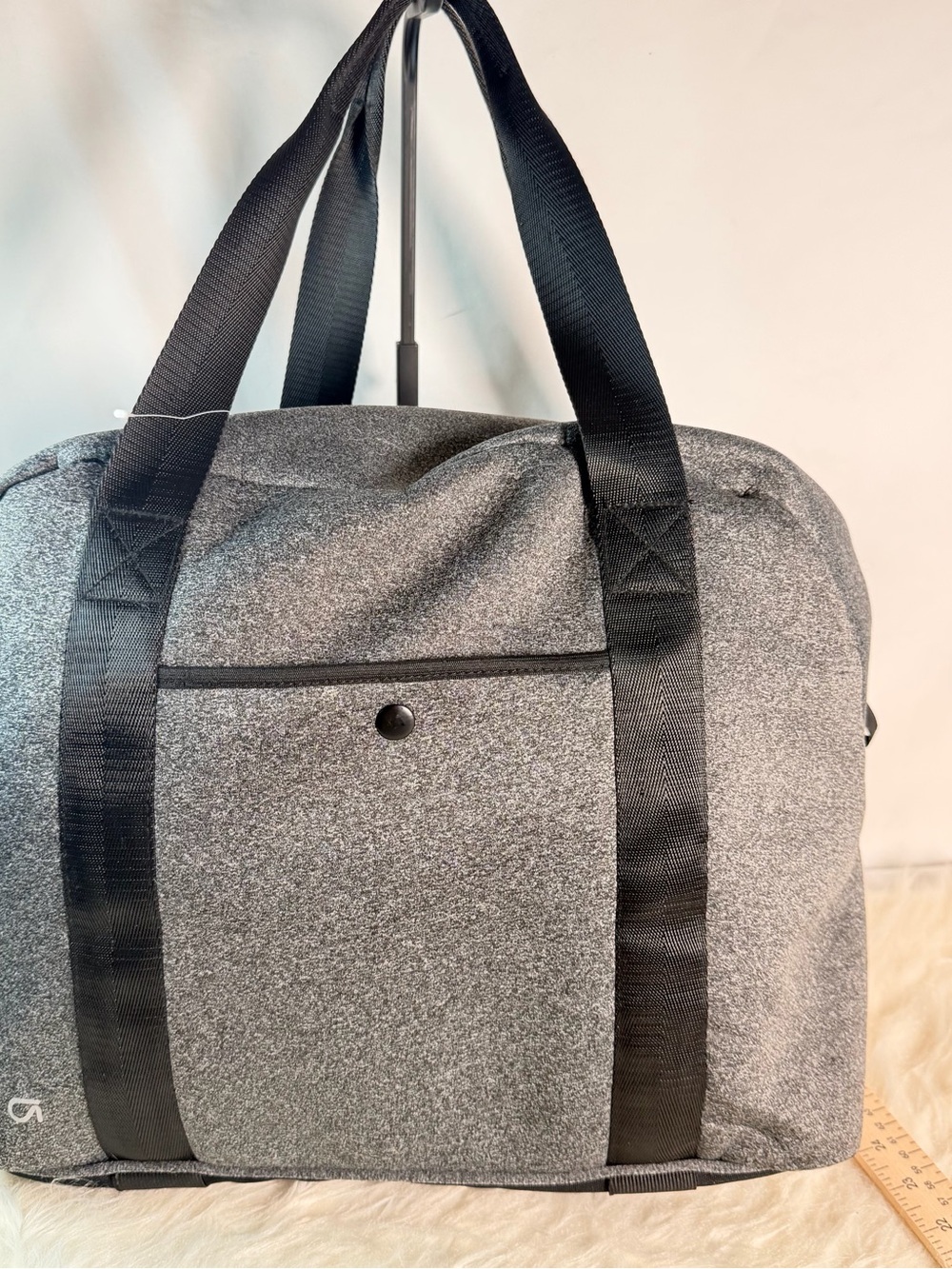 GapFit Grey Gym Tote Duffel Bag Marled Black Handles